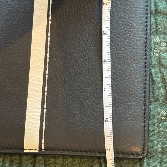 Louise et Cie Black and Cream Striped Leather Cosmetic Bag - Picture 8 of 8